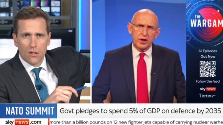 Sky News presenter Wilfred Frost and Labour MP John Healey.
