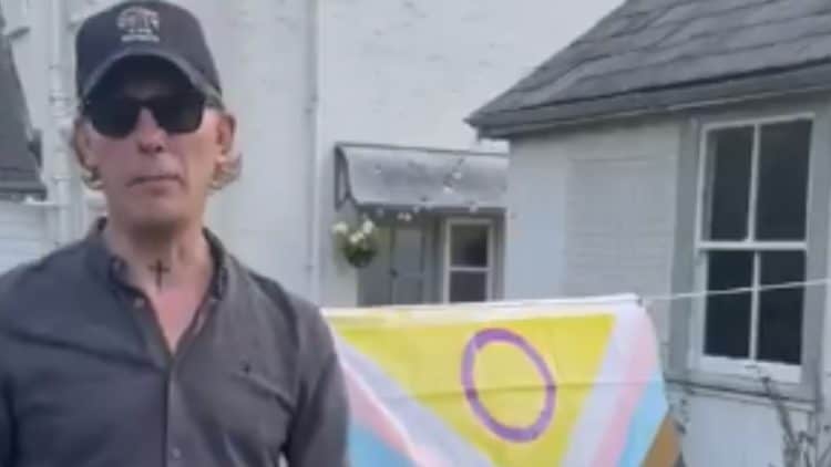 Laurence Fox burns Pride flag for the second time.