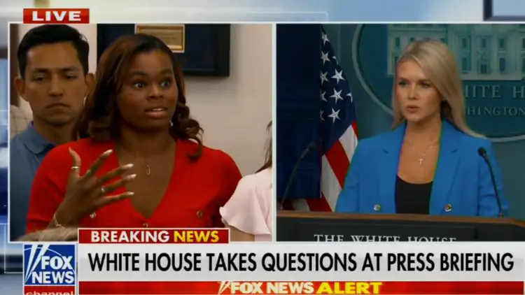 The White House press secretary was quizzed about Trump saying protests during Saturday’s military parade will be met with “very heavy force.”